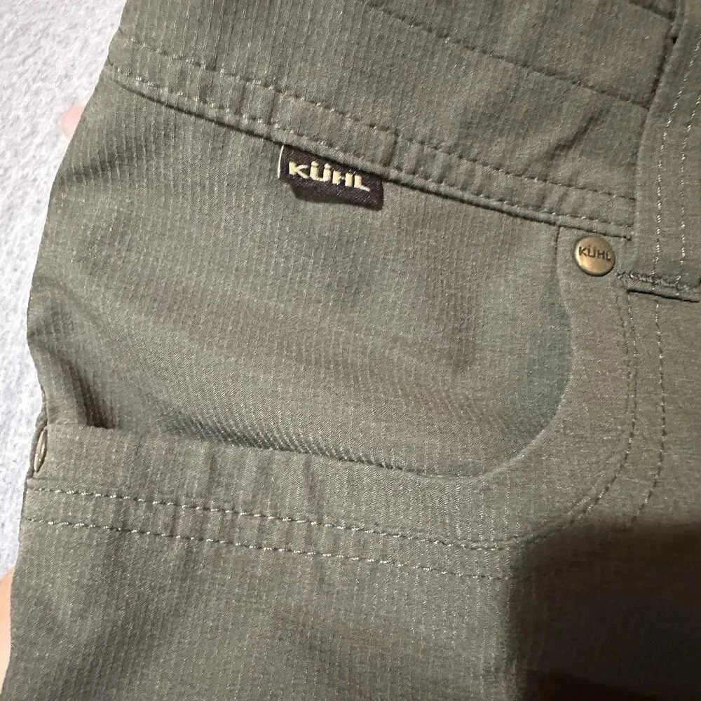 Kuhl Women’s 30 Green Cargo Shorts Zip Pockets Outdoor Casual Hiking Quick Dry - Picture 9 of 13